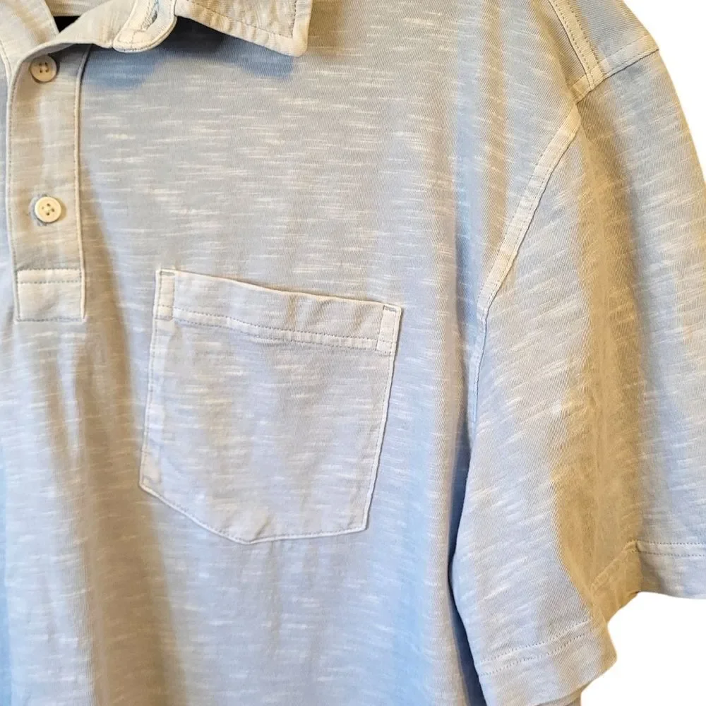 Banana Republic Men's Vintage Light Blue 100% Cotton Slub Polo Shirt Size XL
